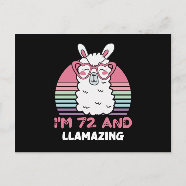 Carte Postale 72e anniversaire Llamazing Llama 72 ans Anniversai (Devant)