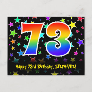 Carte Postale 73e Anniversaire : Motif Étoiles Amusantes, Arc-en