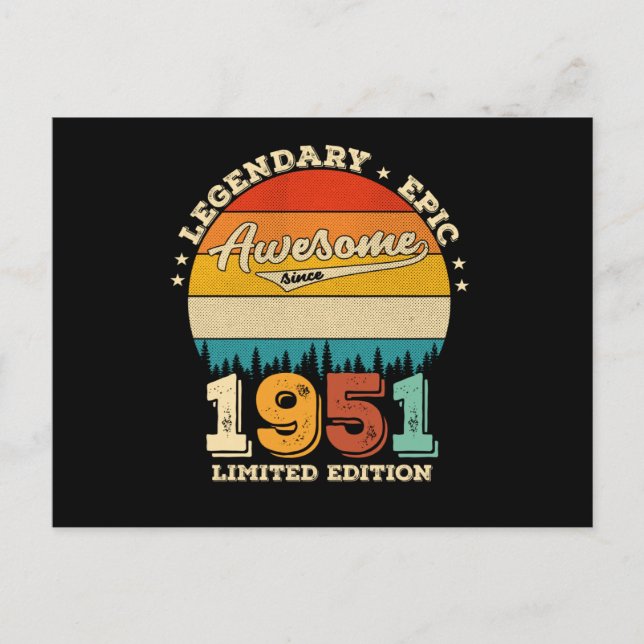Carte Postale 74 ans Joyeux 74e Anniversaire 1951 Cadeau d'anniv (Devant)