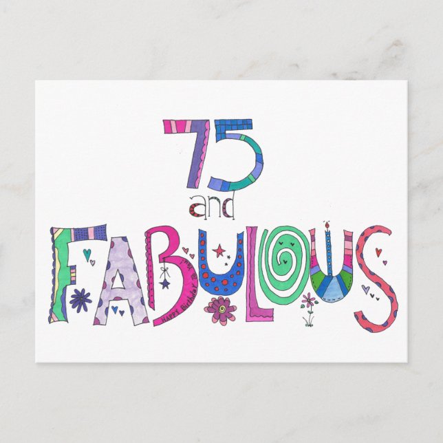 Carte Postale 75 ans et fabuleux Joyeux 75e anniversaire (Devant)