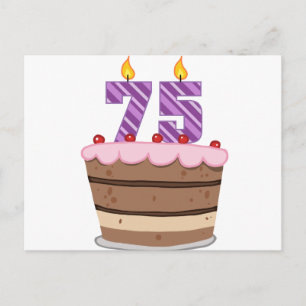 Carte Postale 75 ans sur le gâteau d'anniversaire