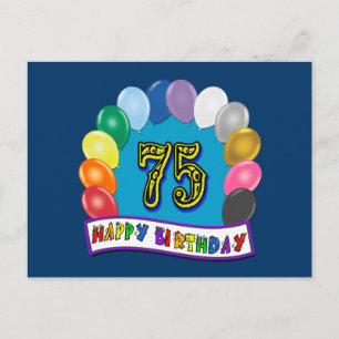 Carte Postale 75e anniversaire Cadeaux avec Ballons Assortis Des