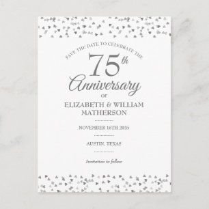 Carte Postale 75e Anniversaire de Mariage Love Hearts Save the D