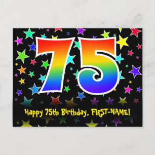 Carte Postale 75e anniversaire : Fun Stars Motif, Rainbow 75, No