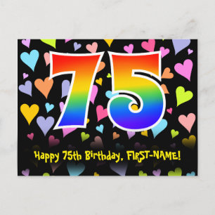 Carte Postale 75e anniversaire : motif Fun Hearts, arc-en-ciel 7
