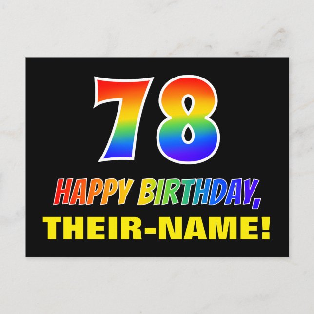 Carte Postale 78e anniversaire : Bold, amusant, simple, arc-en-c (Devant)
