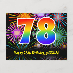 Carte Postale 78e Anniversaire – Motif de feux d'artifice amusan