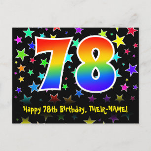 Carte Postale 78e Anniversaire : Motif Étoiles Amusantes, Arc-en