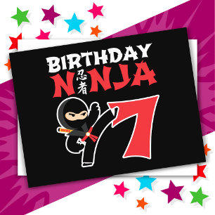 Carte Postale 7 Ans Karate Ninja Party Enfants 7e anniversaire