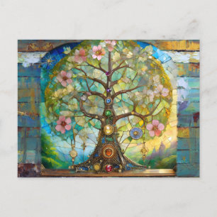 Carte Postale 7 Chakra Fleurissant Arbre De Vie
