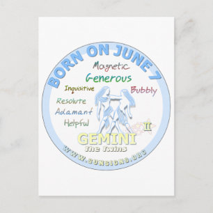 Carte Postale 7 juin Anniversaire - Gemini