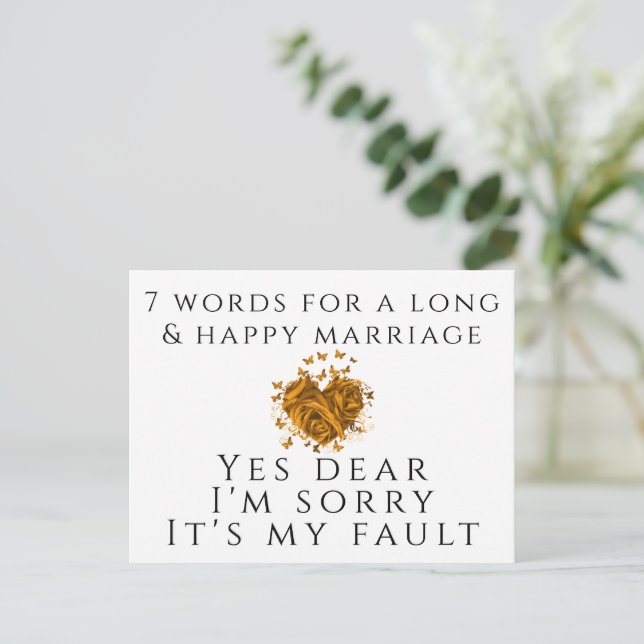 Carte Postale 7 Mots Pour Un Mariage Long Et Heureux (Debout devant)