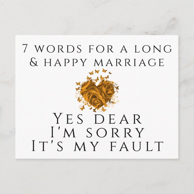 Carte Postale 7 Mots Pour Un Mariage Long Et Heureux (Devant)