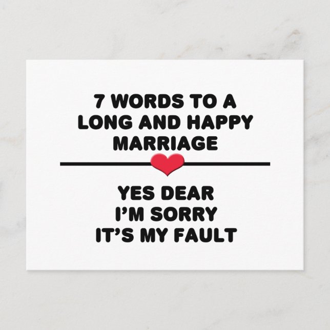 Carte Postale 7 Mots Pour Un Mariage Long Et Heureux (Devant)