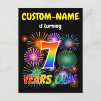 7e anniversaire - Fun Fireworks, Rainbow Look "7"