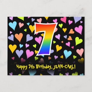 Carte Postale 7e anniversaire : Fun Hearts Motif, Rainbow 7
