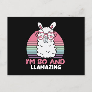 Carte Postale 80e anniversaire Llamazing Llama 80 ans Anniversai