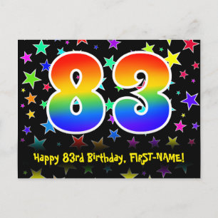 Carte Postale 83e anniversaire : Fun Stars Motif, Rainbow 83, No