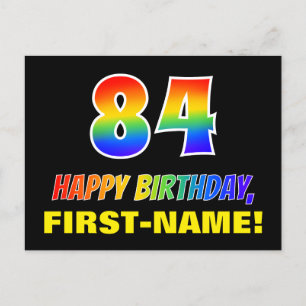 Carte Postale 84e anniversaire : Bold, amusant, simple, arc-en-c