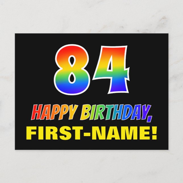Carte Postale 84e anniversaire : Bold, amusant, simple, arc-en-c (Devant)