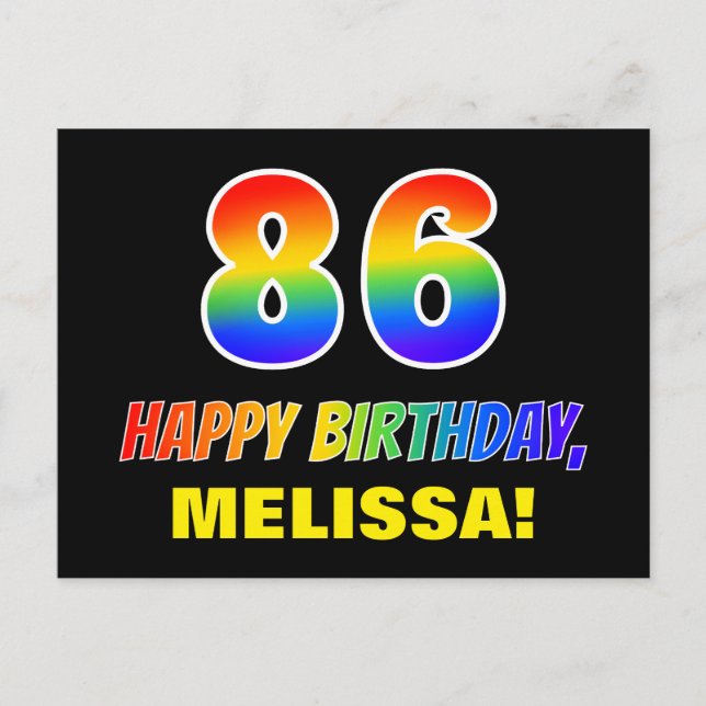 Carte Postale 86e anniversaire : Bold, amusant, simple, arc-en-c (Devant)