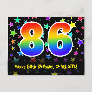 Carte Postale 86e anniversaire : Fun Stars Motif, Rainbow 86, No