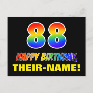 Carte Postale 88e anniversaire : Bold, amusant, simple, arc-en-c