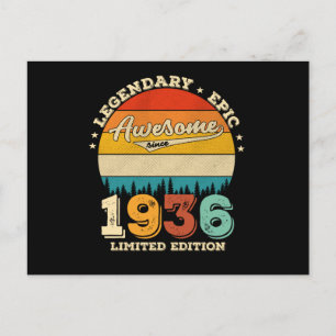 Carte Postale 89 Ans Anniversaire 1936 Superbe Cadeau pour 89ème