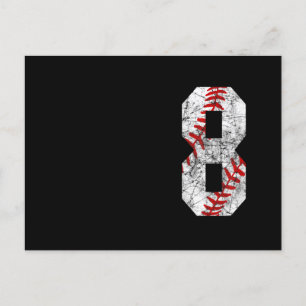 Carte Postale 8e anniversaire Baseball Grand nombre Huit 8 ans