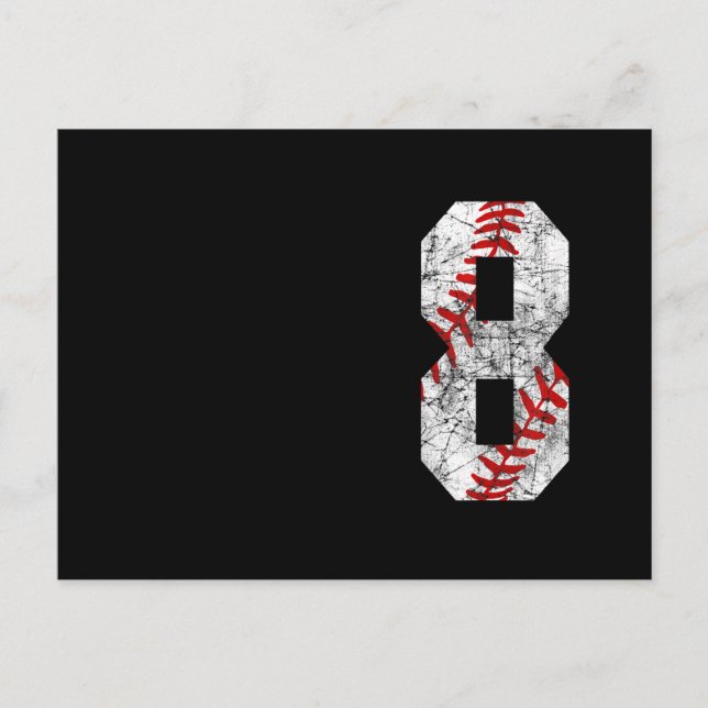 Carte Postale 8e anniversaire baseball grand numéro huit 8 ans  (Devant)