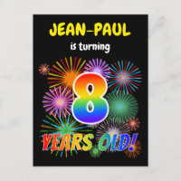 8e anniversaire - Fun Fireworks, Rainbow Look "8"