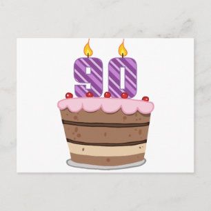 Carte Postale 90 ans sur le gâteau d'anniversaire