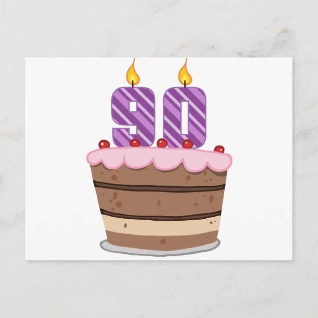 Carte Postale 90 ans sur le gâteau d'anniversaire (Devant)