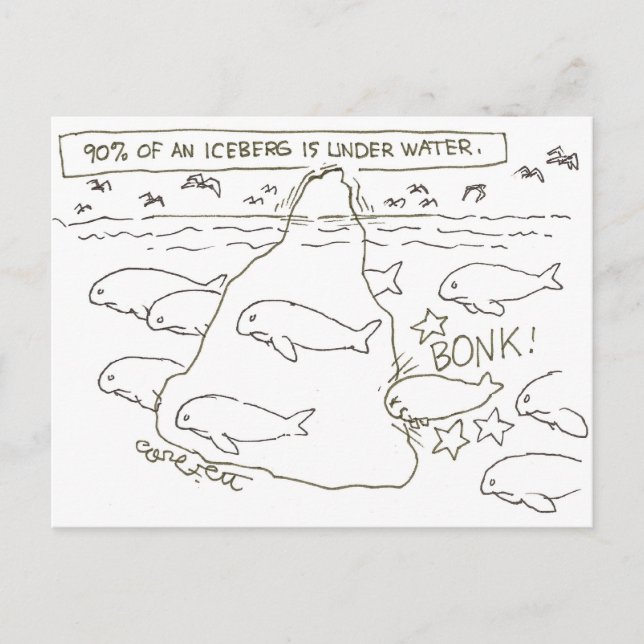 Carte Postale 90% de l'iceberg est sous l'eau : "BONK !" (Devant)