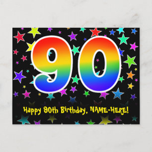 Carte Postale 90e anniversaire : Fun Stars Motif, Rainbow 90, No