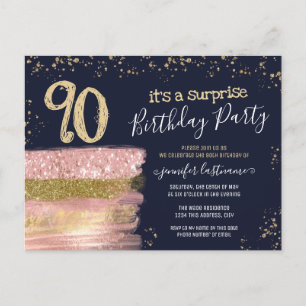 Carte Postale 90e anniversaire Parties scintillant Cake Surprise