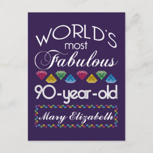 Carte Postale 90e anniversaire plus fabuleux gemmes colorées vio