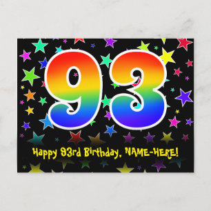 Carte Postale 93e anniversaire : Fun Stars Motif, Rainbow 93, No