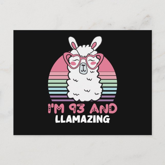 Carte Postale 93e anniversaire Llamazing Llama 93 ans Anniversai (Devant)