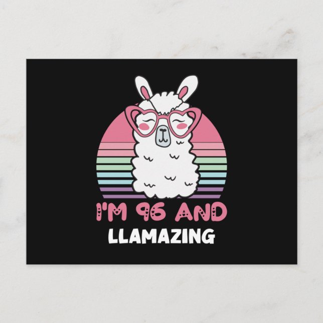 Carte Postale 96e Anniversaire Llamazing Lama 96 Ans Cadeau d'an (Devant)