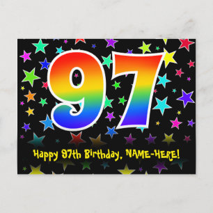 Carte Postale 97e anniversaire : Fun Stars Motif, Rainbow 97, No