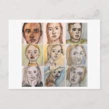 9 faces (Number 3) Postcard