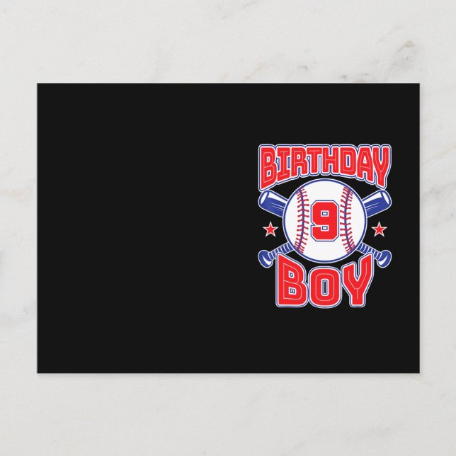 Carte Postale 9e Anniversaire Baseball Grand Nombre Neuf 9 Anniv (Devant)