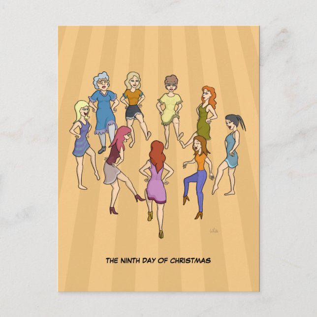 Carte postale 9e jour de Noël (9 Danses Dames) (Devant)