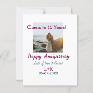 Carte Postale À 10 ans de bonheur anniversaire ajoutez la photo