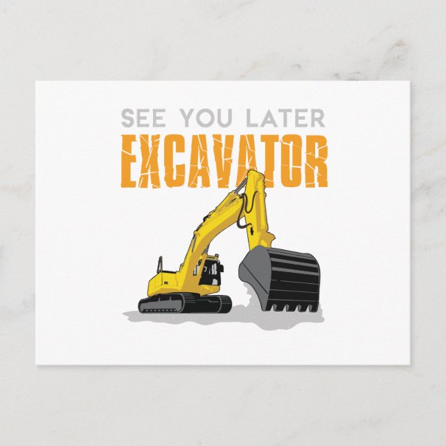 Carte Postale À Bientôt Excavatrice Enfant Garçon (Devant)