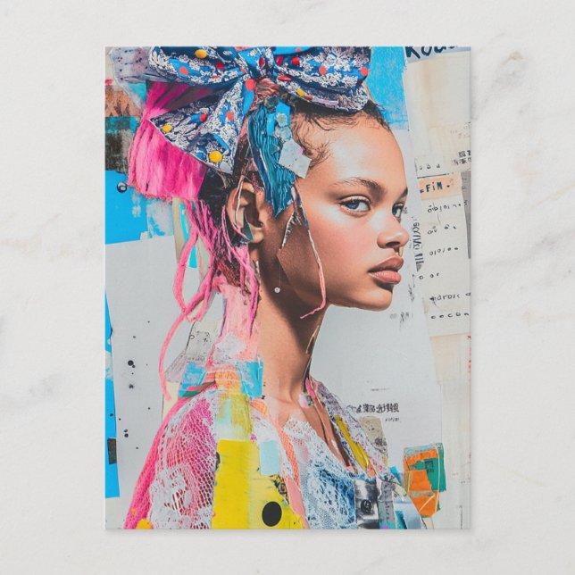 Carte Postale A bow in her hair lady Collage (Devant)