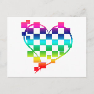 Carte Postale à damiers coeur. v1.