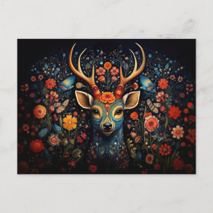 Carte Postale a des surrounded by flowers in darors