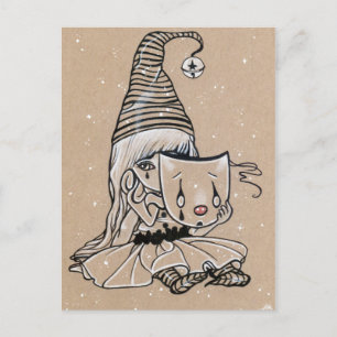 Carte postale à deux visages Pierrot Clown hallowe